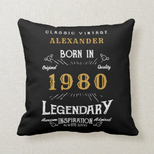 Coussin Anniversaire personnalisé Ajoutez votre nom 1980 L