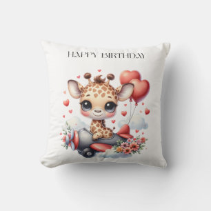 Coussin Anniversaire Pilote Girafe