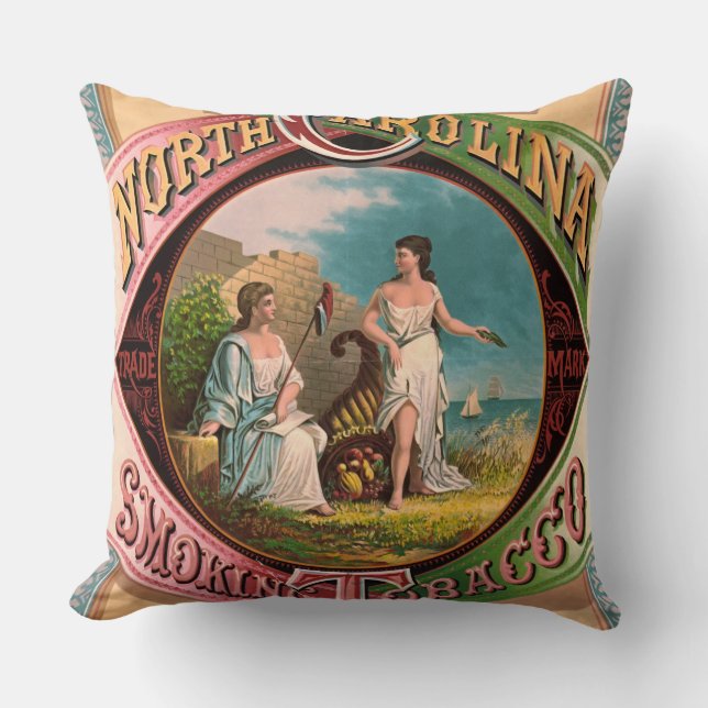 Coussin Annonce 1879 de tabac de la Caroline du Nord (Recto)