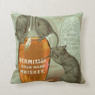 Coussin Annonce de whiskey de mâche aigre d'ermitage avec