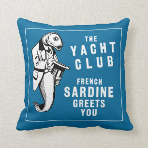 Coussin Annonce vintage de club de yacht de poissons de