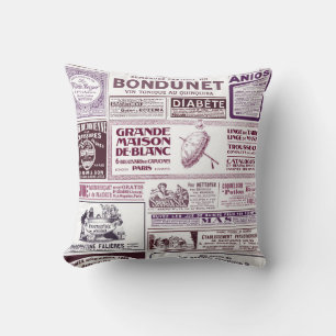 Coussin Annonces vintages de journaux français 1910