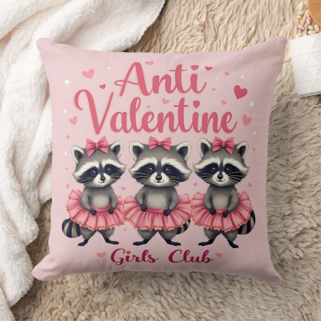 Coussin Anti Valentine's Day Funny Raccoon Cute Kawaii (Couverture)