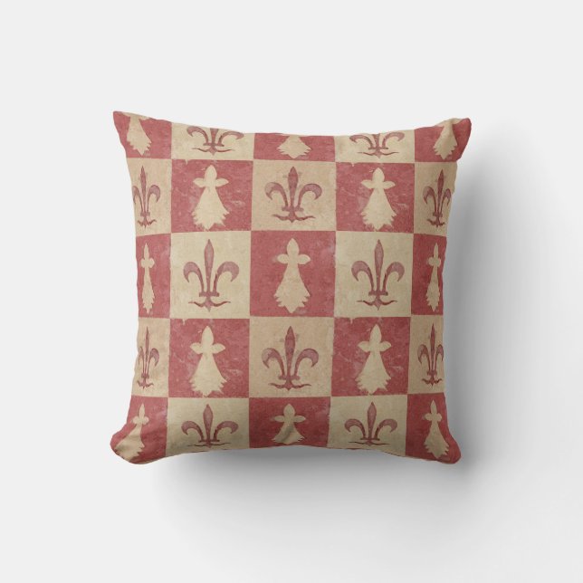 Coussin Antique French Mediaeval Fleur de Lis Pattern (Recto)