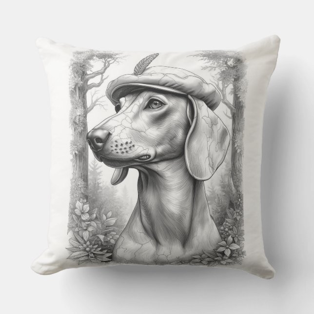 Coussin Antique Marble Dachshund Statue Decor Pillow (Recto)