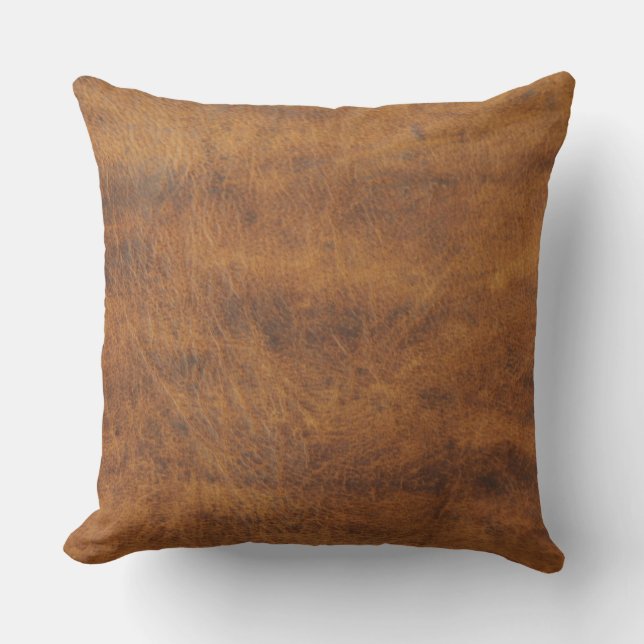 Coussin Antique Tan Cuir Imprimer Cushion Texture Motif (Recto)