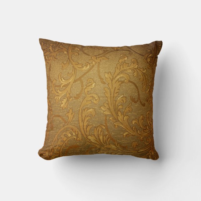 Coussin Antiquité, or, cru, damassé, victorian, floral (Recto)
