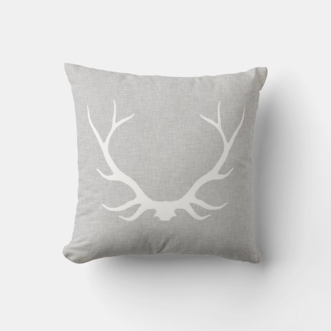 Coussin Antlers sur lin gris (Recto)