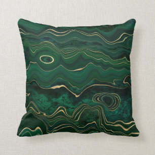 Coussin Apparence de la pierre d'agate or émeraude verte