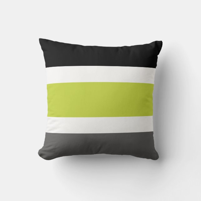 Coussin Apple vert et grand carreau rayé noir (Recto)