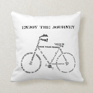 Coussin Appréciez le voyage, bicyclette de mots d'aventure