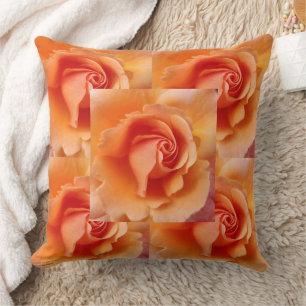 Coussin Apricot Peach Rose Flower Fermer Photo Carrelée