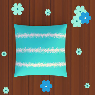 Coussin aqua bleu et blanc rayures modernes nautique