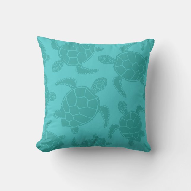 Coussin Aqua Blue Sea Turtle Print (Recto)