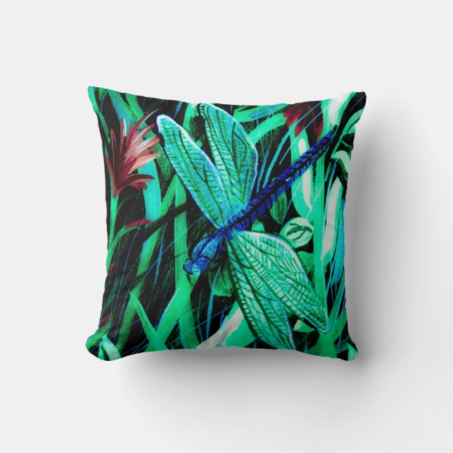 Coussin Aqua Dragonfly (Recto)