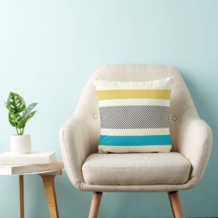 Coussin Aqua Gray Jaune Herringbone Flèche Blanche