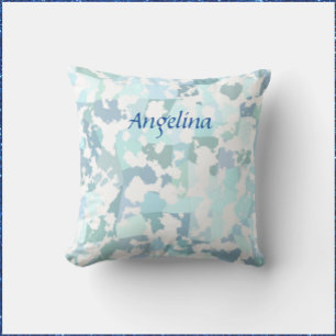 Coussin Aqua Gris et blanc Abstrait géométrique