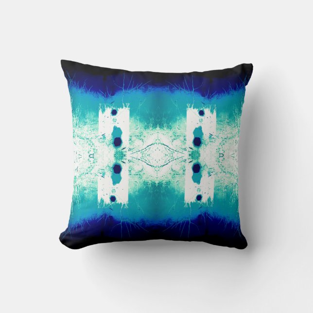 Coussin Aqua Marine Blanc Méditerranée symétrique Mosaïque (Recto)