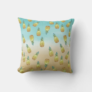 Coussin Aqua or tropical aquarelle ombre ananas