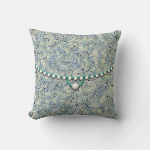 Coussin Aqua Smokey avec perles