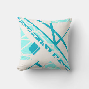 Coussin Aqua Turquoise Diagonal Design sur Motif blanc cas