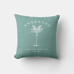 Coussin Aqua Turquoise Palm Tree Beach House