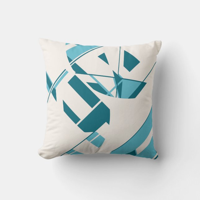 Coussin Aqua turquoise sur le design circulaire d'art off- (Recto)