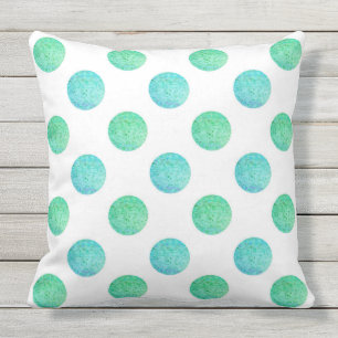 Coussin Aqua Turquoise texturé Pois d'aquarelle