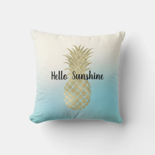 Coussin Aqua White Tie Dye Or Ananas