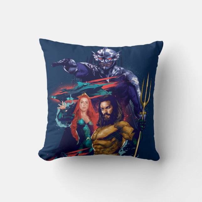Coussin Aquaman | King Orm contre Mera et Aquaman (Recto)