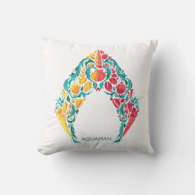 Coussin Aquaman | Logo Aquaman & Mera sur le thème du coqu (Recto)