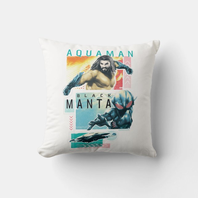 Coussin Aquaman | Modernist Aquaman & Black Manta Graphic (Recto)