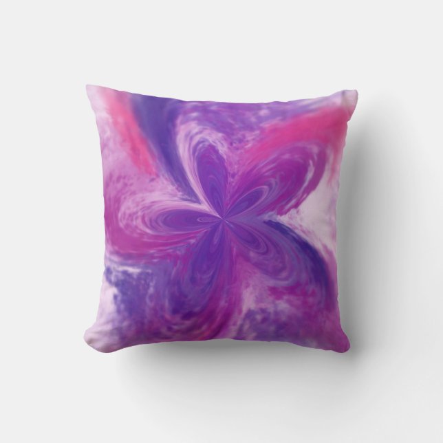 Coussin Aquarelle à fleurs d'Imaginaire Abstrait peint (Recto)