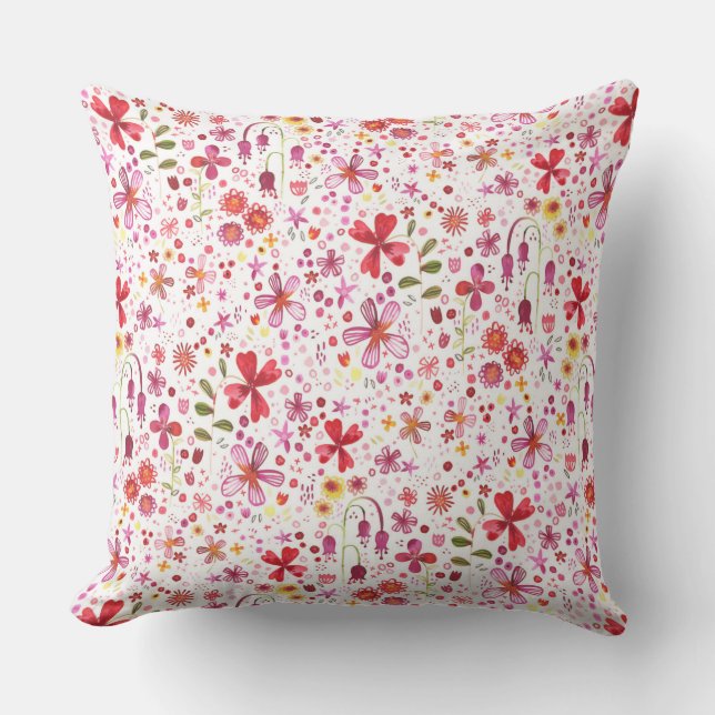 Coussin Aquarelle à fleurs sauvages de Boho moderne (Recto)