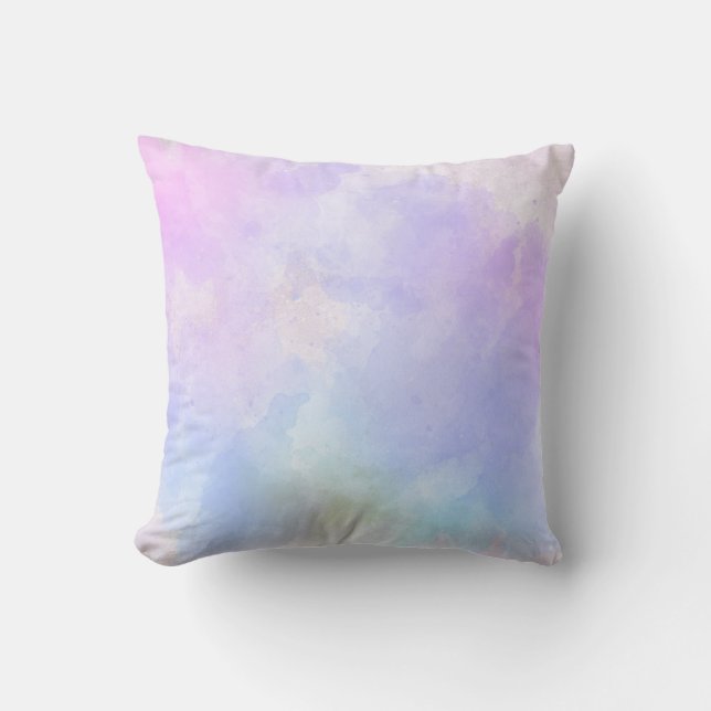 Coussin Aquarelle Abstraite bleu violet élégant (Recto)