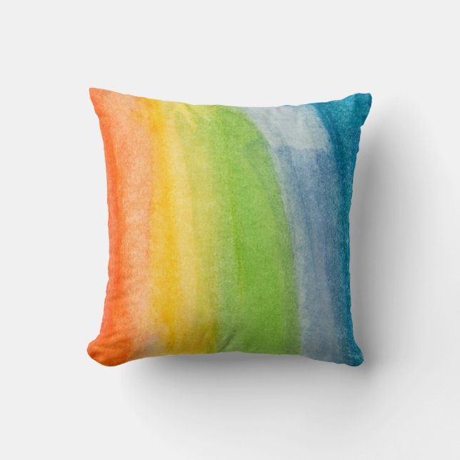 Coussin aquarelle Abstraite couleurs arc-en-ciel fond (Recto)