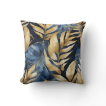 Aquarelle Abstraite d'or bleu Art botanique respec