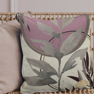 Coussin Aquarelle Abstraite Dusty Rose & Grey