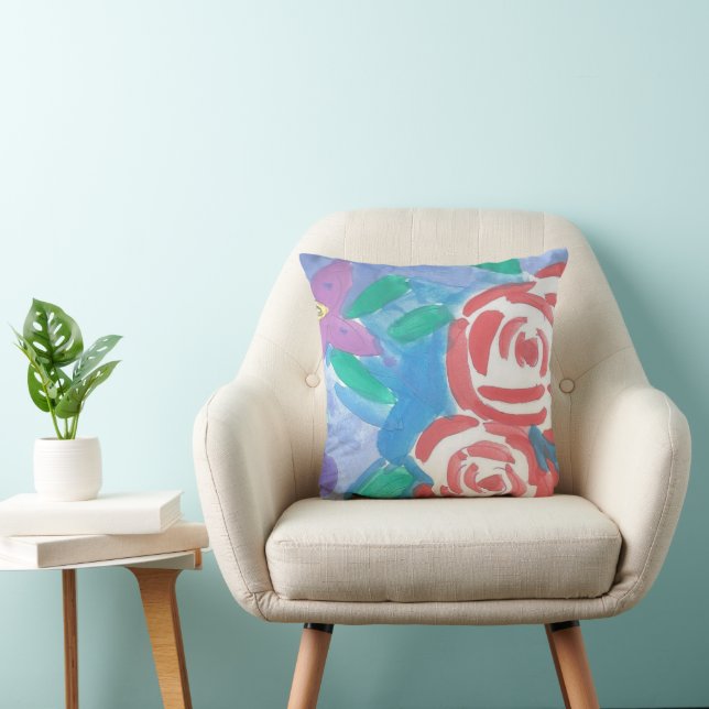 Coussin Aquarelle Abstraite impression florale (Chaise)