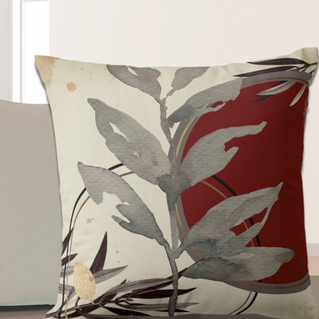 Coussin Aquarelle Abstraite moderne Bourgogne (Créateur téléchargé)