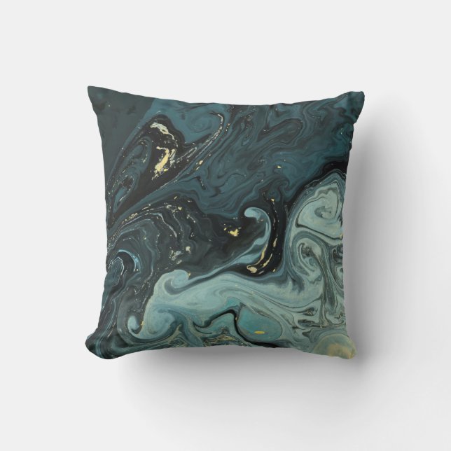 Coussin Aquarelle Ardoise Bleu Eau (Recto)