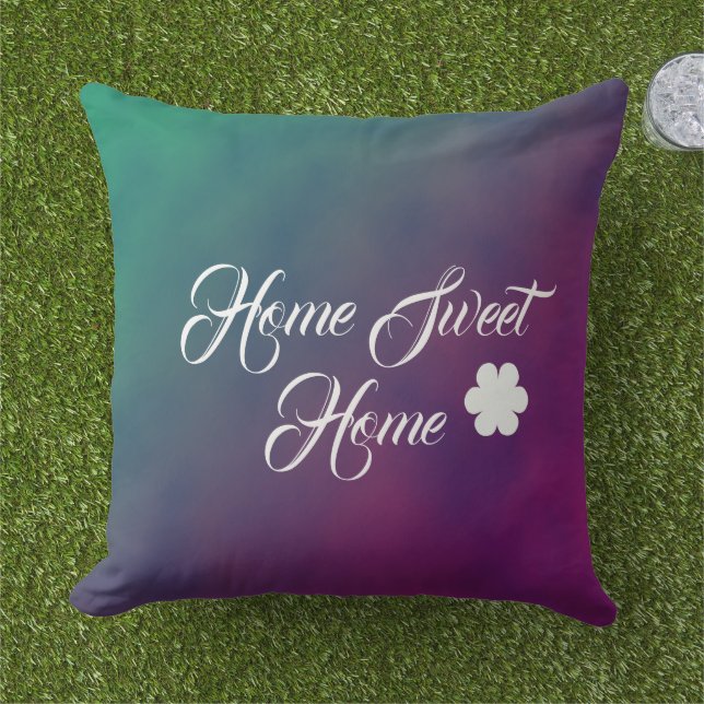 Coussin aquarelle artistique rose et vert moderne (Herbe)