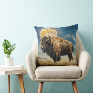 Coussin Aquarelle Bison Lune
