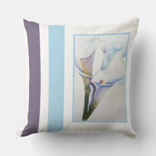 Coussin Aquarelle Blanc Calla Lilies