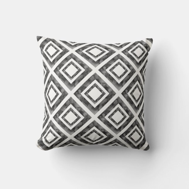 Coussin Aquarelle blanche de charbon Diamant Géométrique (Recto)