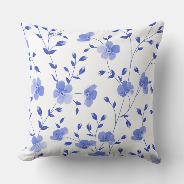 Coussin Aquarelle bleu ciel moderne Floral (Recto)