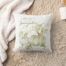 Coussin Aquarelle Bleu Citrouilles 16 x 16 Jeu d'oreiller