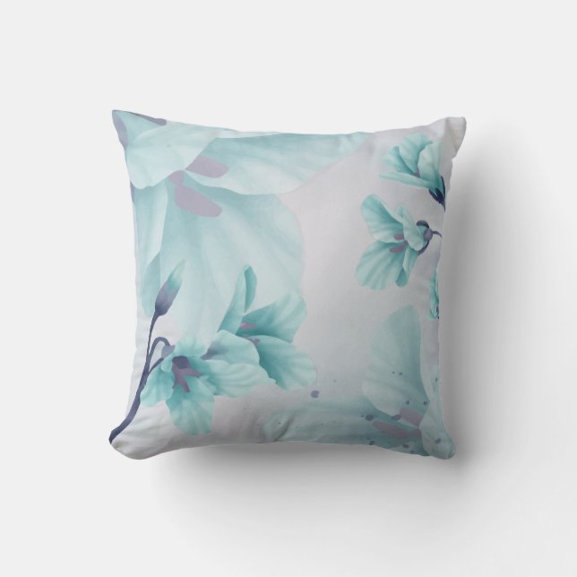 Coussin Aquarelle bleu clair Aqua Turquoise Bell Accentuat (Recto)