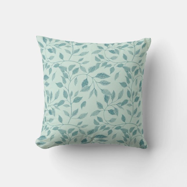 Coussin Aquarelle bleu clair feuille Motif (Recto)