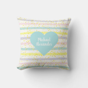 Coussin Aquarelle Bleu Coeur